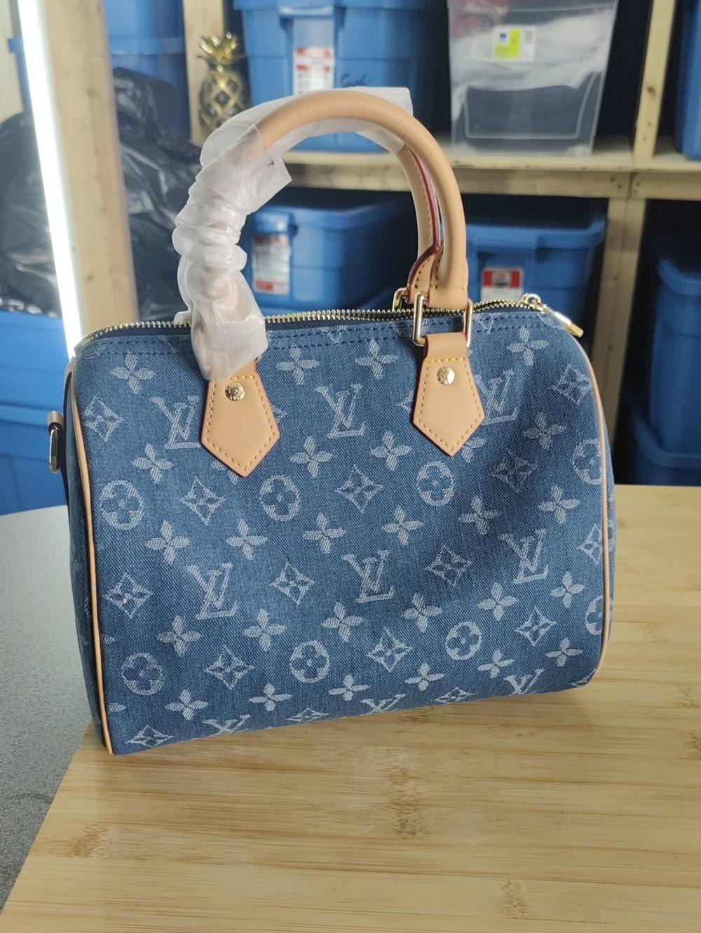 Source Unknown Denim Monogram Handbag